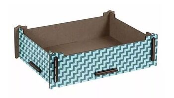 Petite boîte de rangement - motif bleu en bois