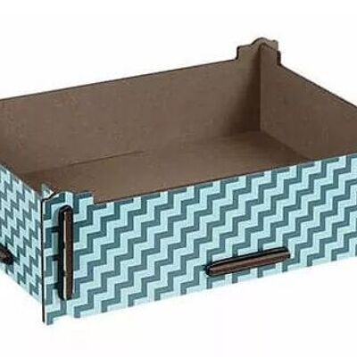 Storage box small - pattern blue made of wood