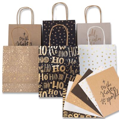 6 gold foiled wrapping paper handle bags Holy Night Set 03