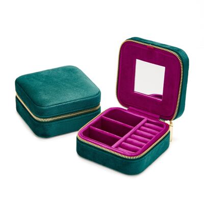 VELVET JEWELRY BOX col. emerald-wildberry duo