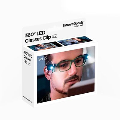Clip LED pour lunettes 360º InnovaGoods 2 unités