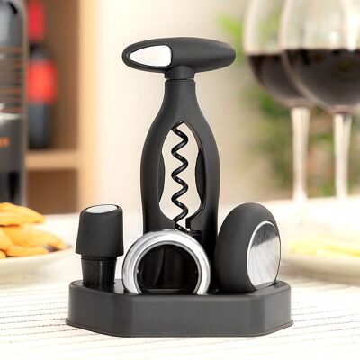Wine Set with Screw Corkscrew and Vinstand InnovaGoods Accessories 5 Pieces