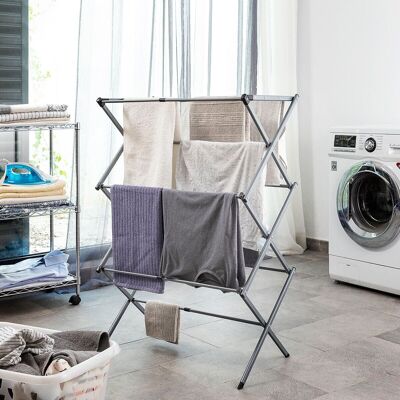 Cloxy InnovaGoods Corde à linge pliable et extensible en métal avec 3 hauteurs 11 barres