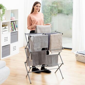 Cloxy InnovaGoods Corde à linge pliable et extensible en métal avec 3 hauteurs 11 barres 3