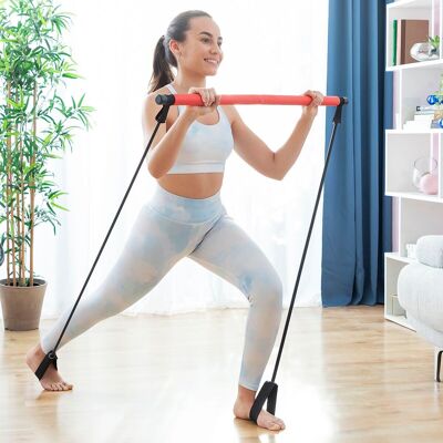 InnovaGoods Resibar Fitness Bar with Elastic Bands and Exercise Guide