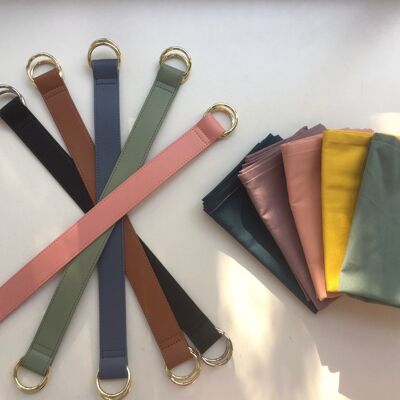 Furoshiki bag straps, leather straps/handles for fabric bags, reusable with different cloths, environmentally friendly, zero waste