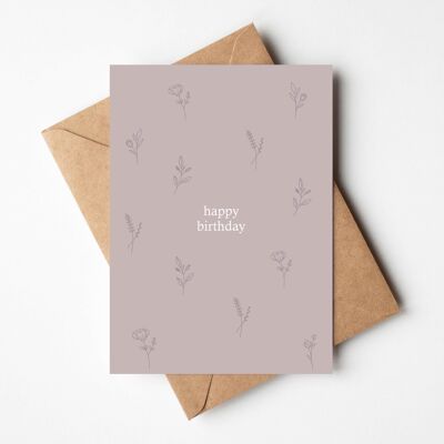 Tarjeta de cumpleaños | flores de feliz cumpleaños