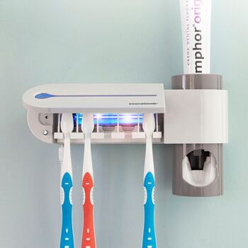 Stérilisateur UV pour brosse à dents avec support et distributeur de dentifrice Smiluv InnovaGoods 2