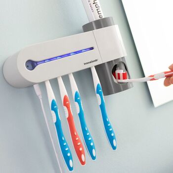 Stérilisateur UV pour brosse à dents avec support et distributeur de dentifrice Smiluv InnovaGoods 4