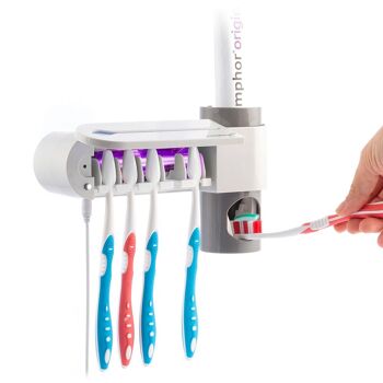 Stérilisateur UV pour brosse à dents avec support et distributeur de dentifrice Smiluv InnovaGoods 6