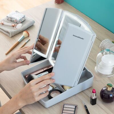 Panomir InnovaGoods Miroir LED Pliant avec Organisateur de Maquillage 3 en 1