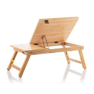 Bambus-Computertisch | Klappbarer Nachttisch | Zusatzbetttisch | Sofatisch | Bettschreibtisch aus Lapwood - InnovaGoods