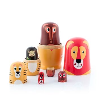 Matriochka en bois avec figurines d'animaux Funimals InnovaGoods IG815363 11 pièces 4