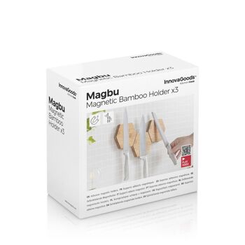 Magbu Lot de 3 supports adhésifs magnétiques en bambou InnovaGoods 10