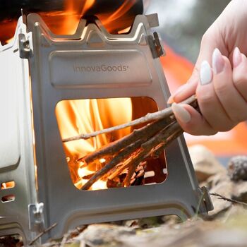 Réchaud de camping amovible en acier InnovaGoods Flamet 4