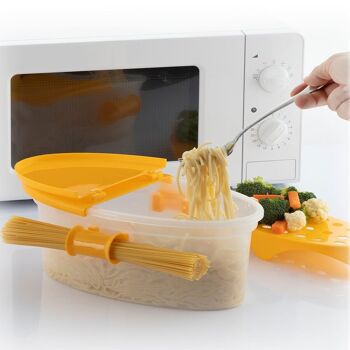 Cuiseur de pâtes micro-ondes 4 en 1 avec accessoires et recettes Pastrainest InnovaGoods 4