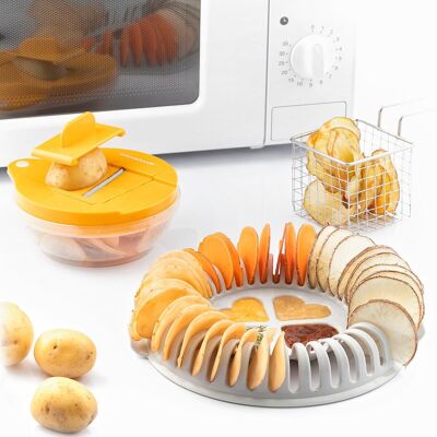 Set para Hacer Patatas Fritas al Microondas con Mandolina y Recetas Chipit | Hacer Papas al Microondas - InnovaGoods