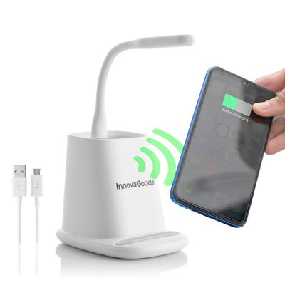 Charging Station | Wireless Charger with Stand, Organizer and 5-in-1 USB LED Lamp - InnovaGoods