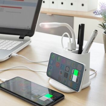 Borne de recharge | Chargeur sans fil avec support, organisateur et lampe LED USB 5-en-1 - InnovaGoods 4