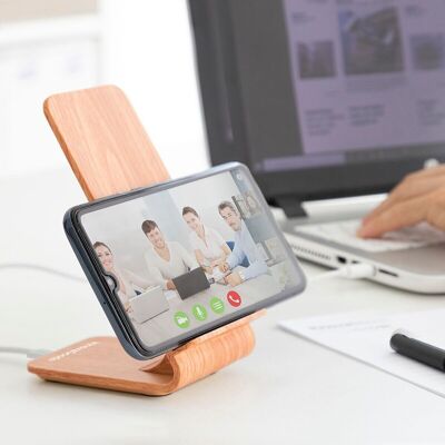 InnovaGoods Qistan Wood Effect Wireless Charger with Stand