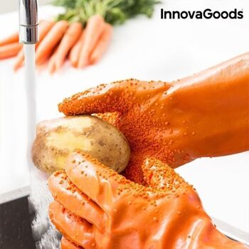 Gloveg InnovaGoods Gants de nettoyage pour éplucher les légumes et les fruits 3