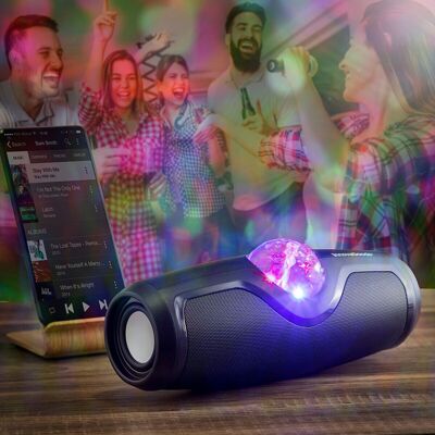 InnovaGoods Waflash Kabelloser wiederaufladbarer Lautsprecher mit Disco-Lichtern