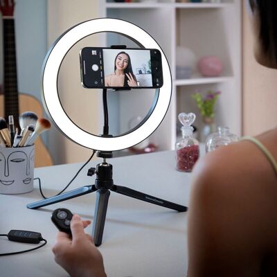 Selfie-Lichtring mit Stativ und Youaro InnovaGoods-Fernbedienung