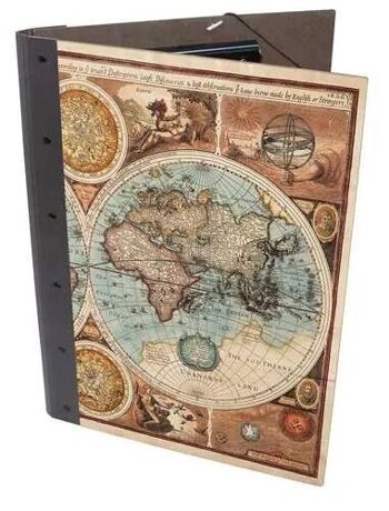 Dossier à clips - Carte du vieux monde en bois