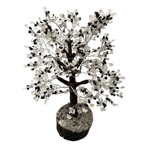Gemstone Tree, 1000 Beads, Black Tourmaline and Clear Quartz