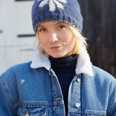 Daisy Bobble Beanie - Denim