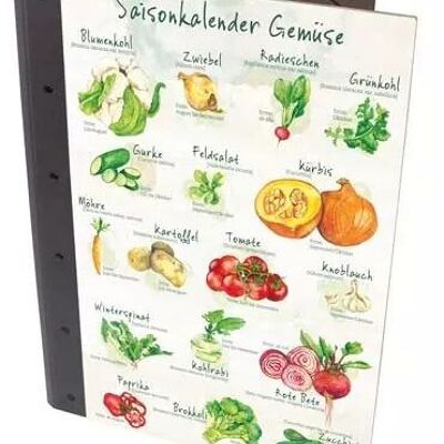 Dossier à clips - calendrier des fruits de saison | Légumes en bois