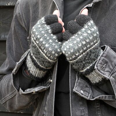 Mens Tromso Fingerless Gloves - Charcoal