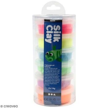 Pâtes à modeler autodurcissante Silk Clay - Effet fluorescent - Multicolore - 6 x 14 g 2