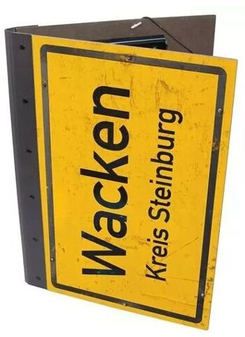Dossier à clips - Panneau de la ville de Wacken en bois