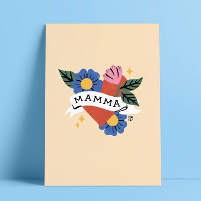 Mama-Herz-Poster | Tattoo-Inspiration der alten Schule