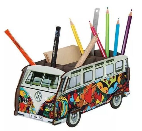 Stiftebox VW T1 - Popart Herzen aus Holz