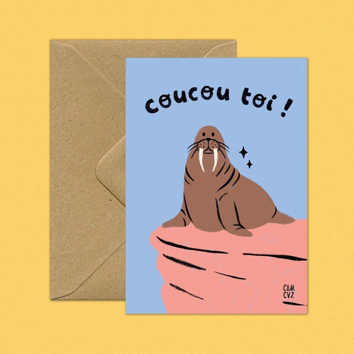 Coucou toi | carte postale jeunesse, morse, animal marin