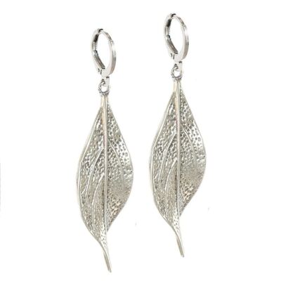 Silver leaf earrings