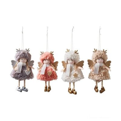 Set de 4 Anges de noël à suspendre 15 cm - Décoration de Noël