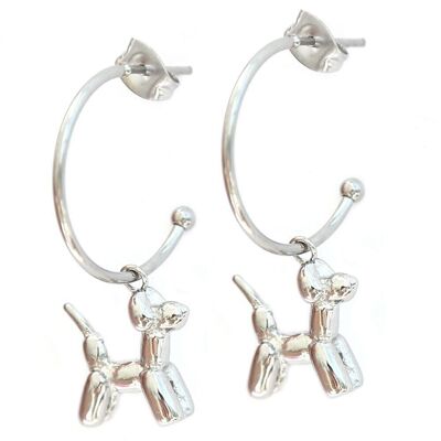 Silver trendy dog earrings