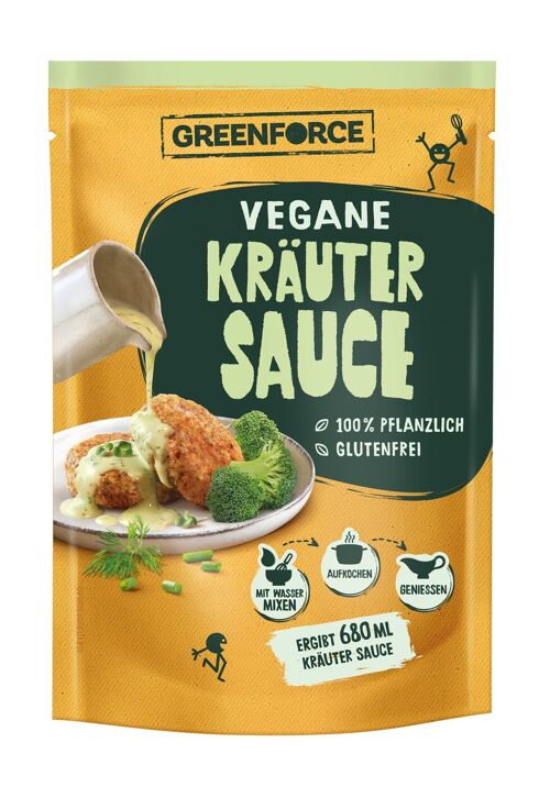 Vegane Kräuter Sauce | Pflanzlicher Kräuter Saucen-Mix von GREENFORCE 80g ergibt 680ml | Glutenfrei, Zuckerfrei & Fertig in 10 Minuten