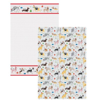 Debonair Xmas Dogs Lot de 2 torchons en coton recyclé