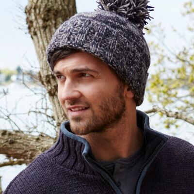 Donegal Bobble Beanie - Charcoal