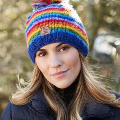 Rainbow Bobble Beanie - One Colour