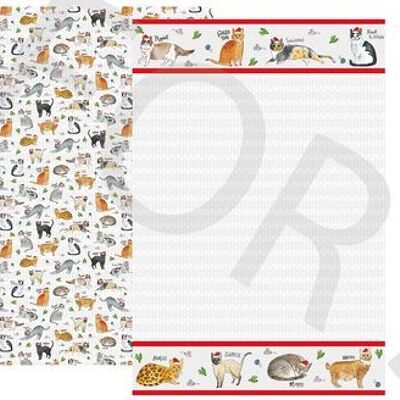 Curious Cats Xmas Set of 2 Recycled Cotton Tea Towels