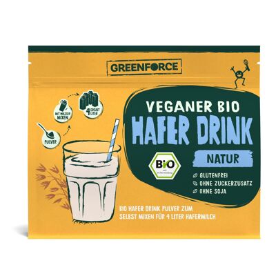 Vegane Hafermilch | Glutenfreier Haferdrink von GREENFORCE 200g ergibt 2L | pflanzliches Pulver zum Anrühren