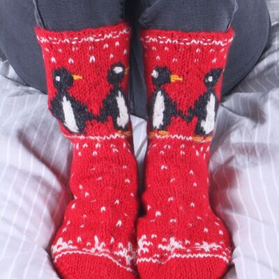 Penguin Christmas Sofa Socks - One Colour