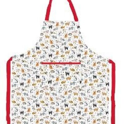 Tablier de Noël en coton recyclé Curious Cats avec poche