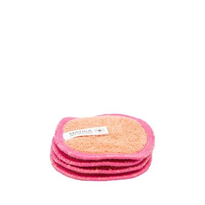 Set of 4 washable make-up removal pads CHAIM - PEACH