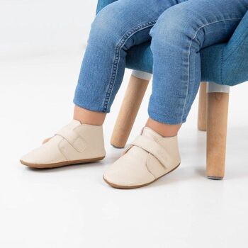 Chaussons bébé premiers pas en cuir souple "Moon" 1